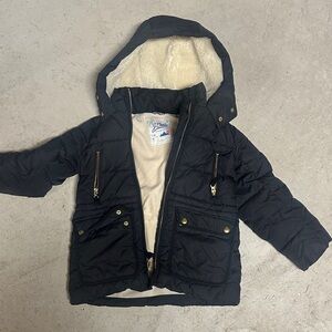J. Crew Kids Black Puffer Coat with Cream Lining